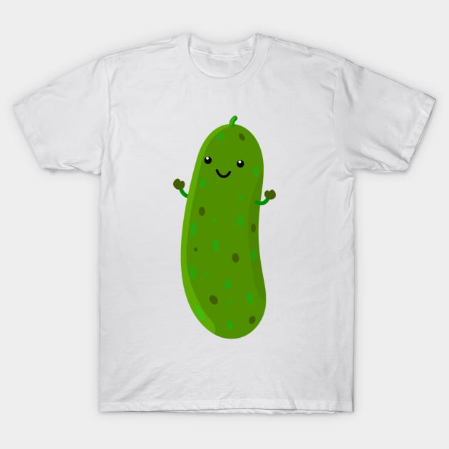 Cute happy pickle cartoon illustration T-Shirt by FrogFactory